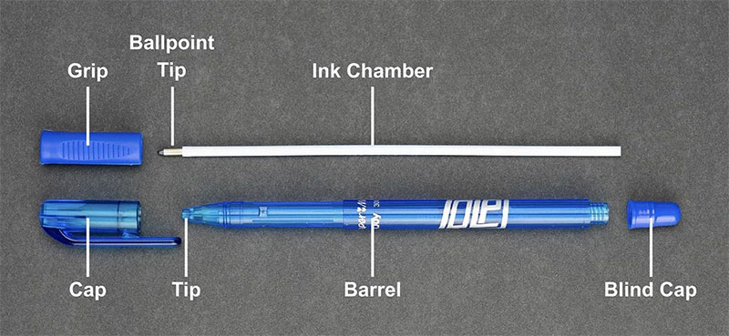 Sestavni deli navadnega kemičnega svinčnika